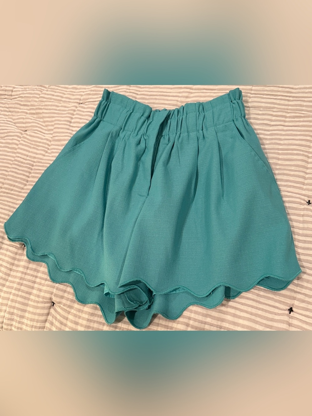 Women’s Teal Scallop Hem Skirt - Lined Sz M